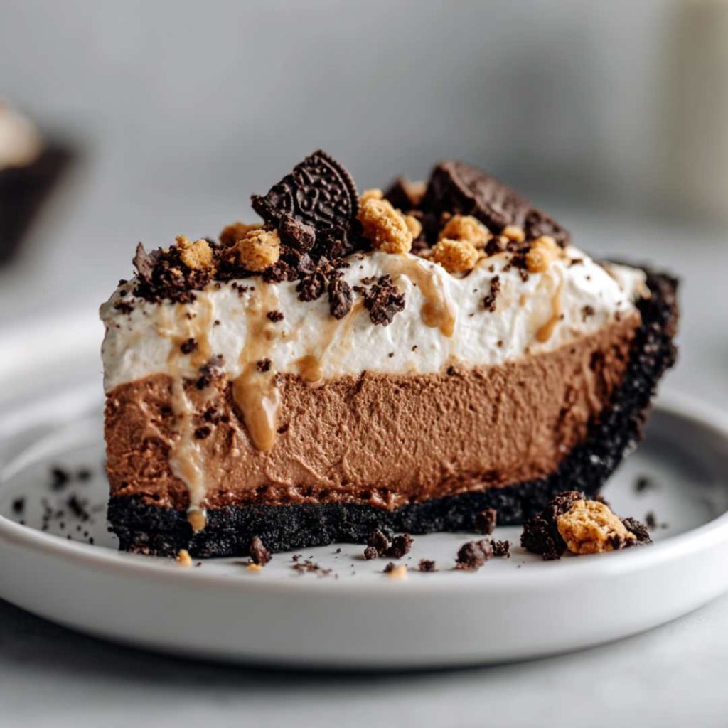 No-Bake Chocolate Peanut Butter Pie Dessert